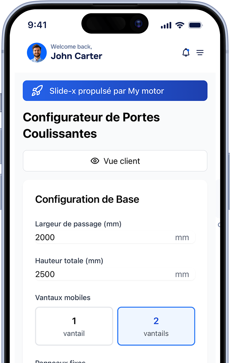 Configurateur mobile pour portes automatiques